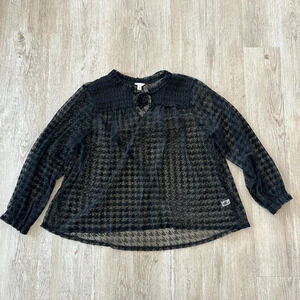 Womens Cato Black Mesh Blouse - 22/24W